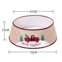 HKM-801171 Linen Car Snowflake Christmas Tree Skirt - 48-Inch Holiday Decor