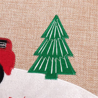 HKM-801171 Linen Car Snowflake Christmas Tree Skirt - 48-Inch Holiday Decor