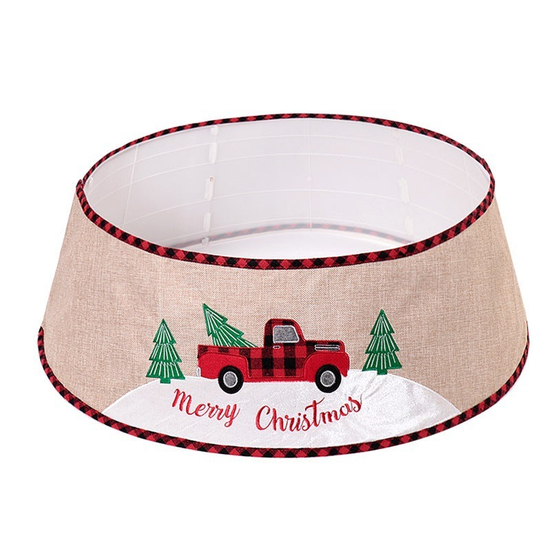 HKM-801171 Linen Car Snowflake Christmas Tree Skirt - 48-Inch Holiday Decor