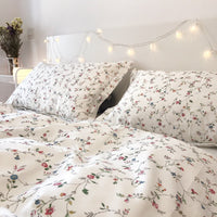 HKM-801363 Floral Cotton Bed Sheet Set - 4-Piece Bedding for 1.5m Bed with Quilted Sheets and Pillowcases