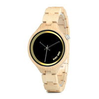 HKM-801555 Men's Casual Wooden Quartz Watch with Round Dial and Butterfly Clasp