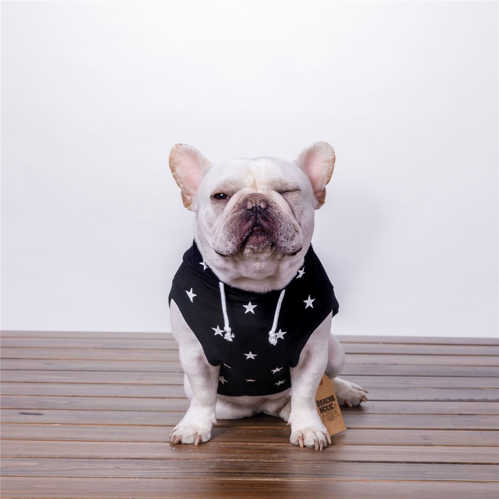 HKM-801683 Small Dog Hoodie with Cap - Casual Cotton Style in Black and White, Sizes XS to XXL