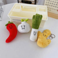 HKM-801875 Creative Cartoon Vegetable Plush Keychain - Funny Garlic, Green Onion, Ginger, Pepper Doll