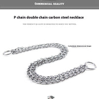 HKM-801875 Double Row Stainless Steel Dog Collar - Durable Design, 2.0x30cm & 3.0x50cm Sizes Available