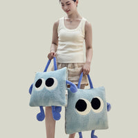 HKM-801939 Thickened Fleece-Lined Big Eyes Pillow and Quilt Combo - Various Colors Available