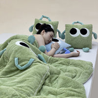 HKM-801939 Thickened Fleece-Lined Big Eyes Pillow and Quilt Combo - Various Colors Available