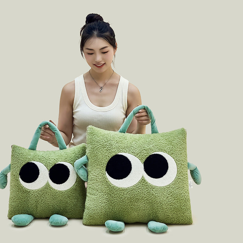 HKM-801939 Thickened Fleece-Lined Big Eyes Pillow and Quilt Combo - Various Colors Available