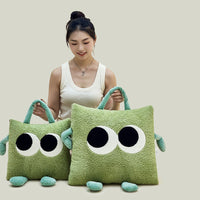 HKM-801939 Thickened Fleece-Lined Big Eyes Pillow and Quilt Combo - Various Colors Available