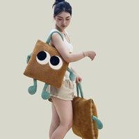 HKM-801939 Thickened Fleece-Lined Big Eyes Pillow and Quilt Combo - Various Colors Available