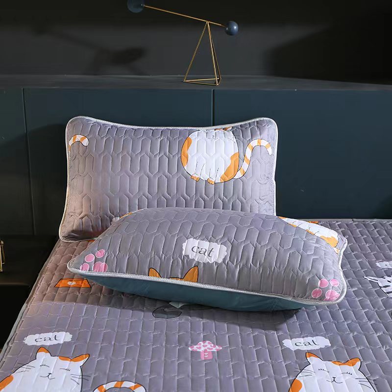 HKM-802003 Waterproof Anti-Mite Clip Cotton Pillowcase - Multiple Solid Color Options Available