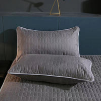 HKM-802003 Waterproof Anti-Mite Clip Cotton Pillowcase - Multiple Solid Color Options Available