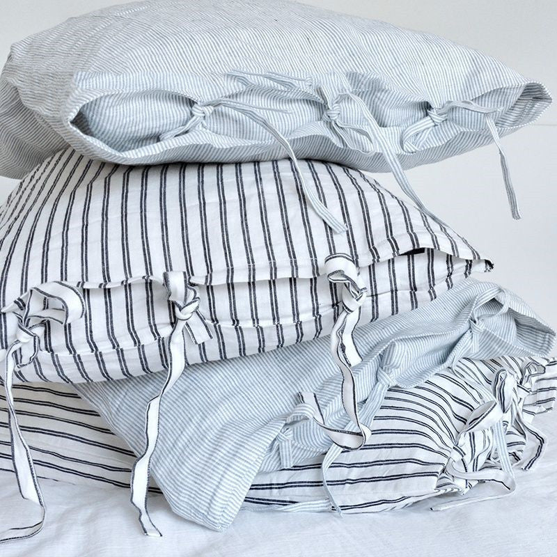 HKM-802195 Linen Washed Ramie Striped Pillow Case - 50cm x 75cm