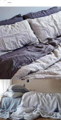 HKM-802195 Linen Washed Ramie Striped Pillow Case - 50cm x 75cm