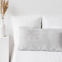 HKM-802195 Pure Linen Double Long Pillowcase - Solid White, Multiple Sizes Available
