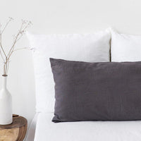 HKM-802195 Pure Linen Double Long Pillowcase - Solid White, Multiple Sizes Available