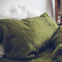 HKM-802195 Pure Linen Double Long Pillowcase - Solid White, Multiple Sizes Available
