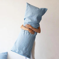 HKM-802195 Pure Linen Double Long Pillowcase - Solid White, Multiple Sizes Available