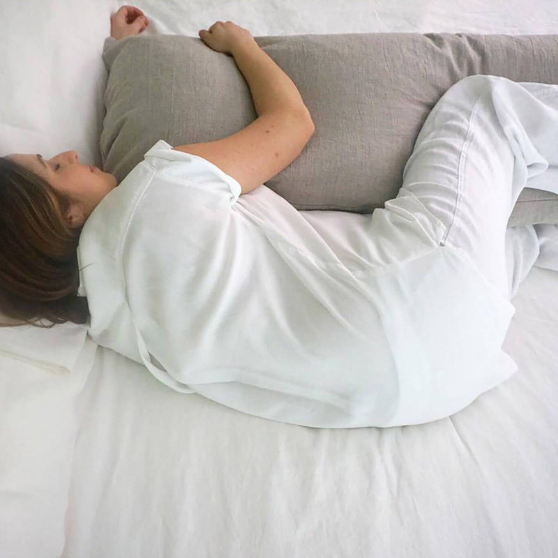 HKM-802195 Pure Linen Double Long Pillowcase - Solid White, Multiple Sizes Available