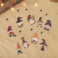 HKM-802323 Wooden Halloween Cartoon Doll Pendants Set - 9 Unique Decorative Pieces