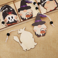HKM-802323 Wooden Halloween Cartoon Doll Pendants Set - 9 Unique Decorative Pieces