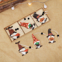 HKM-802323 Wooden Halloween Cartoon Doll Pendants Set - 9 Unique Decorative Pieces