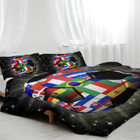 HKM-802515 3D Soccer Ball Microfiber Duvet Cover Set with World Flags Print for Teen Boys