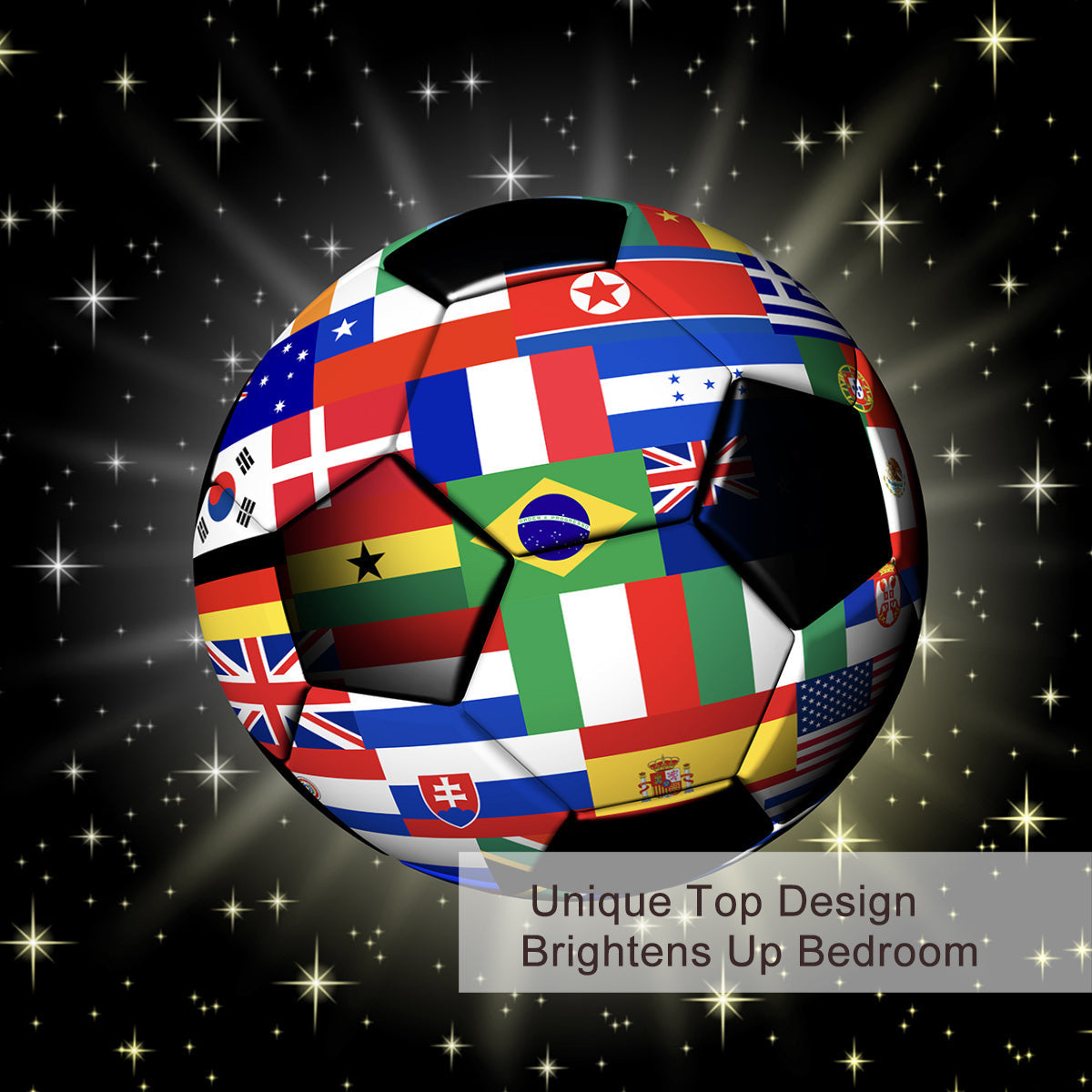 HKM-802515 3D Soccer Ball Microfiber Duvet Cover Set with World Flags Print for Teen Boys
