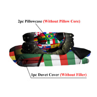 HKM-802515 3D Soccer Ball Microfiber Duvet Cover Set with World Flags Print for Teen Boys
