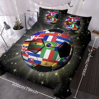 HKM-802515 3D Soccer Ball Microfiber Duvet Cover Set with World Flags Print for Teen Boys