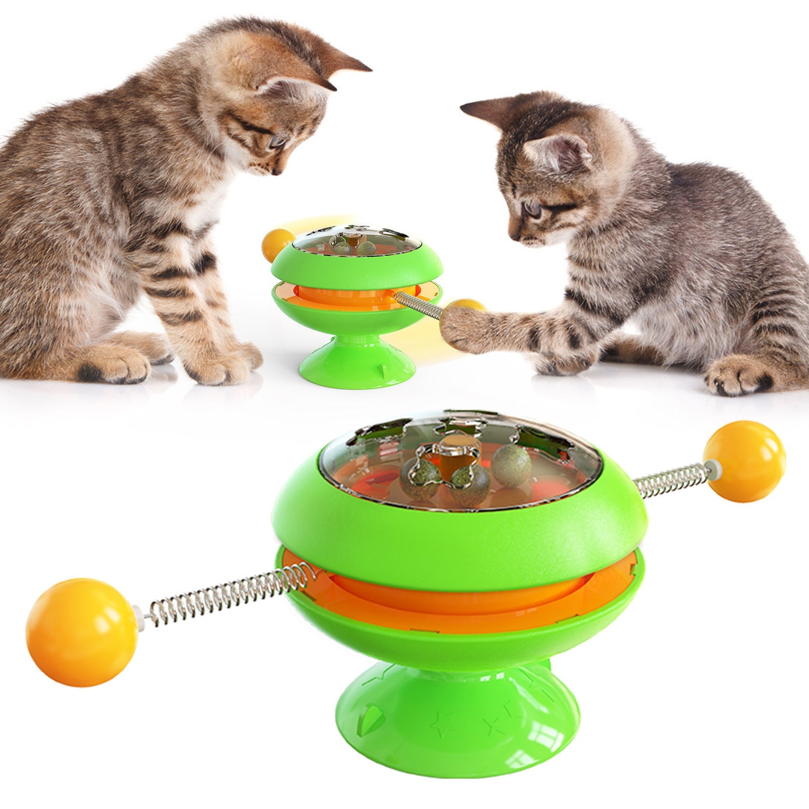 HKM-802835 Cat Turntable Toy with Peppermint Ball - Interactive Toss Toy in Multiple Colors