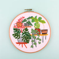 HKM-803027 Embroidered Cotton Canvas Flower Material Package, 30x30cm