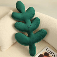 HKM-803027 Lifelike Plush Green Leaf Cushion for Garden Room and Sofa Decor