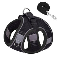 HKM-803027 Reflective Plaid Dog Harness with Traction Rope - Multiple Colors Available