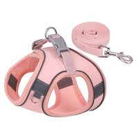 HKM-803027 Reflective Plaid Dog Harness with Traction Rope - Multiple Colors Available
