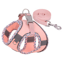 HKM-803027 Reflective Plaid Dog Harness with Traction Rope - Multiple Colors Available