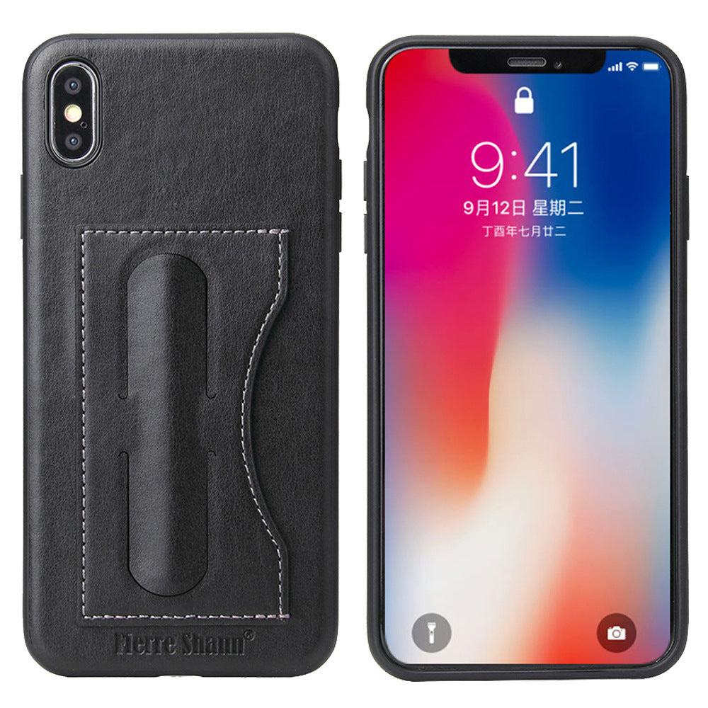 HKM-803283 Leather Back Cover Phone Case Holder Compatible with iPhone and Samsung Models