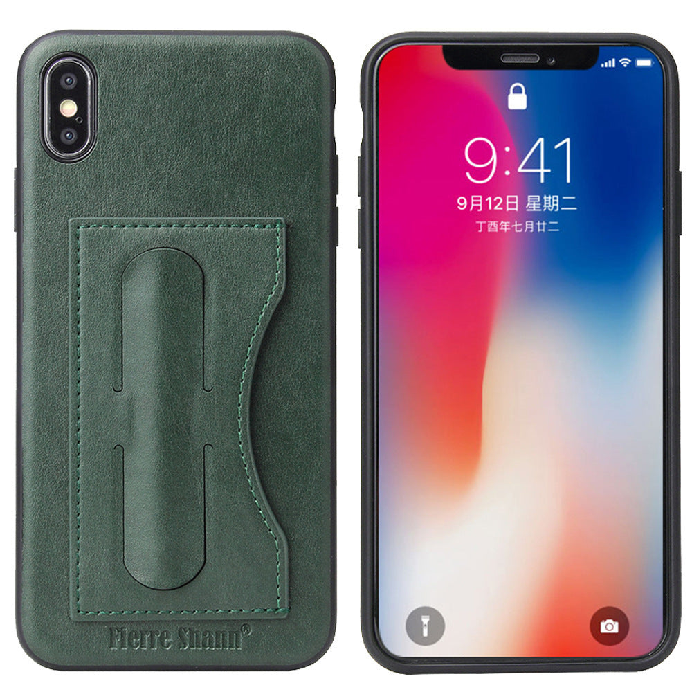 HKM-803283 Leather Back Cover Phone Case Holder Compatible with iPhone and Samsung Models