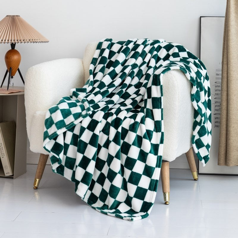 HKM-803347 Cozy Checkered Flannel Blanket in Various Sizes and Colors