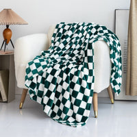 HKM-803347 Cozy Checkered Flannel Blanket in Various Sizes and Colors