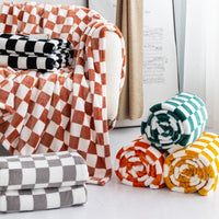 HKM-803347 Cozy Checkered Flannel Blanket in Various Sizes and Colors