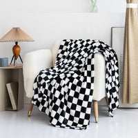 HKM-803347 Cozy Checkered Flannel Blanket in Various Sizes and Colors