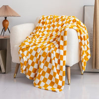 HKM-803347 Cozy Checkered Flannel Blanket in Various Sizes and Colors