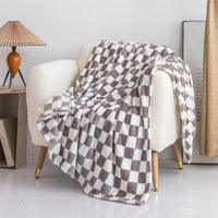 HKM-803347 Cozy Checkered Flannel Blanket in Various Sizes and Colors