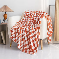 HKM-803347 Cozy Checkered Flannel Blanket in Various Sizes and Colors