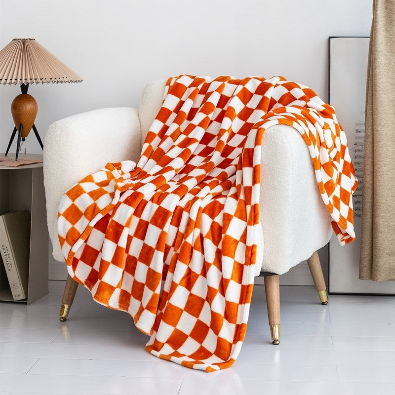 HKM-803347 Cozy Checkered Flannel Blanket in Various Sizes and Colors
