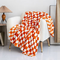 HKM-803347 Cozy Checkered Flannel Blanket in Various Sizes and Colors