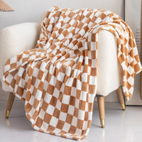 HKM-803347 Cozy Checkered Flannel Blanket in Various Sizes and Colors