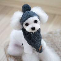 HKM-803347 Cozy Wool Scarf and Hat Set for Dogs - Autumn Winter Teddy Bomei Style