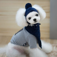 HKM-803347 Cozy Wool Scarf and Hat Set for Dogs - Autumn Winter Teddy Bomei Style
