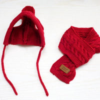 HKM-803347 Cozy Wool Scarf and Hat Set for Dogs - Autumn Winter Teddy Bomei Style